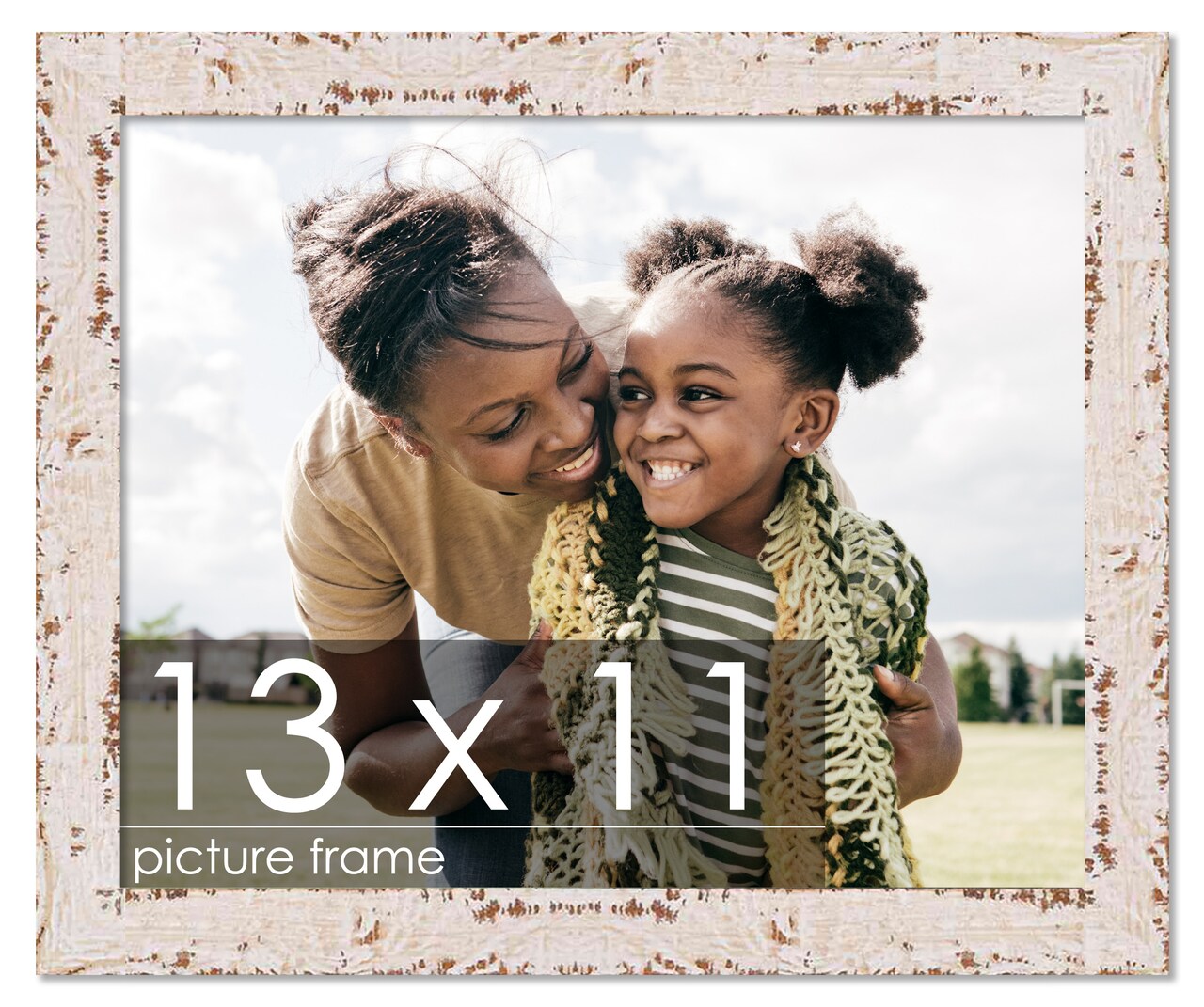 Photo Size Shabby Chic White Picture Frame - UV Acrylic, Foam Board Backing, Hanging Hardware